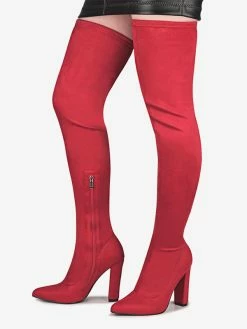 Women's Tigh High Boots Pointed Toe Chunky Heel Elastic Fabric 14 Women's Tigh High Boots Pointed Toe Chunky Heel Elastic Fabric -winter shoes Sales 2023 202210111432277884689