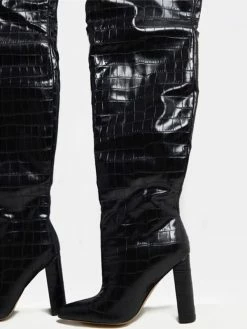 Women's Tigh High Boots Chunky Heel PU Leather Slouch Over The Knee Boots -winter shoes Sales 2023 202210121143120824986