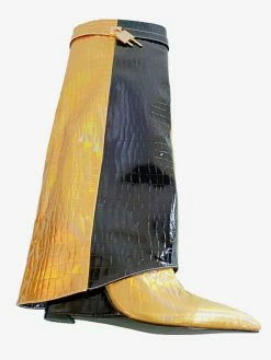 Women's Knee High Boots Pointed Toe PU Leather Wedge Heel Wide Calf Boots -winter shoes Sales 2023 202210181758509317372