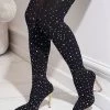 Sexy High Heel Boots Pointed Toe Rhinestones Street Wear Black Thigh High Boots Over The Knee Boots