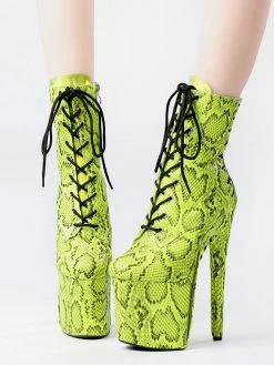Women Sexy Boots Round Toe Lace Up Snake Print Stiletto Heel Rave Club Green Thigh High Boots Over The Knee Boots -winter shoes Sales 2023 202210261759198972108