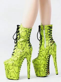 Women Sexy Boots Round Toe Lace Up Snake Print Stiletto Heel Rave Club Green Thigh High Boots Over The Knee Boots -winter shoes Sales 2023 202210261759202998644