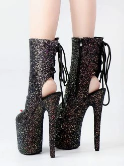 Women Sexy Boots Peep Toe Lace Up Stars Print Stiletto Heel Rave Club Black Thigh High Boots Over The Knee Boots -winter shoes Sales 2023 20221026175921371885