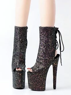 Women Sexy Boots Peep Toe Lace Up Stars Print Stiletto Heel Rave Club Black Thigh High Boots Over The Knee Boots -winter shoes Sales 2023 202210261759217136468