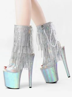 Sexy High Heel Boots Peep Toe Lace Up Printed Stiletto Heel Rave Club Silver Thigh High Boots Over The Knee Boots -winter shoes Sales 2023 202210261759270773579