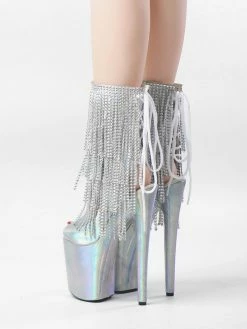Sexy High Heel Boots Peep Toe Lace Up Printed Stiletto Heel Rave Club Silver Thigh High Boots Over The Knee Boots -winter shoes Sales 2023 202210261759274107420