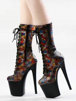 Women Sexy Boots Peep Toe Lace Up Polka Dot Stiletto Heel Rave Club Black Thigh High Boots Over The Knee Boots -winter shoes Sales 2023 202210261759300667833
