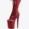 Women Sexy Boots Peep Toe Lace Up Stripes Stiletto Heel Rave Club Burgundy Thigh High Boots Over The Knee Boots