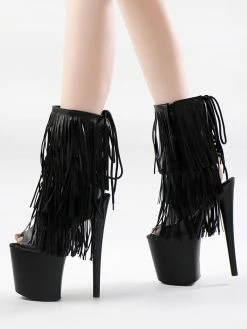Women Sexy Boots Peep Toe Lace Up Chains Stripes Stiletto Heel Rave Club Thigh High Boots Over The Knee Boots Black -winter shoes Sales 2023 202210261759307284672