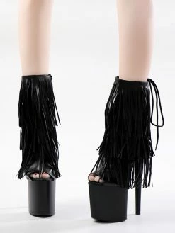Women Sexy Boots Peep Toe Lace Up Chains Stripes Stiletto Heel Rave Club Thigh High Boots Over The Knee Boots Black -winter shoes Sales 2023 202210261759314257658