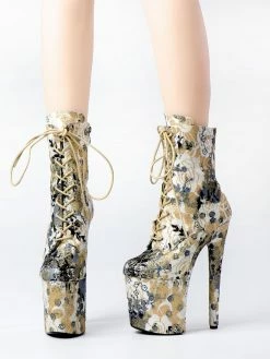 Women Sexy Boots Round Toe Lace Up Printed Stiletto Heel Rave Club Deep Apricot Thigh High Boots Over The Knee Boots -winter shoes Sales 2023 202210261759366419981