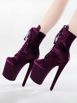 Women Sexy Boots Round Toe Lace Up Stiletto Heel Rave Club Purple Thigh High Boots Over The Knee Boots -winter shoes Sales 2023 202210261759402723921