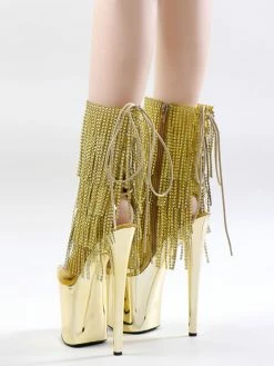 Women Sexy Boots Peep Toe Lace Up Printed Stiletto Heel Rave Club Gold Thigh High Boots Over The Knee Boots -winter shoes Sales 2023 202210261759437928463