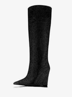 Women's Knee High Boots Rhinestones Pointed Toe Wedge Heel Party Boots -winter shoes Sales 2023 20221111114212072513