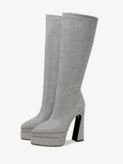 Women's Knee High Boots Elegant Rhinestones High Heel Boots
