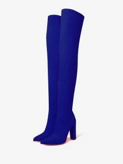 Women's Thigh High Boots Pointed Heel Block Heel Elastic Over The Knee Boots -winter shoes Sales 2023 202211111142223942831