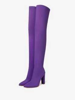 Women's Thigh High Boots Pointed Heel Block Heel Elastic Over The Knee Boots -winter shoes Sales 2023 20221111114223539164