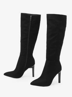 Black Knee High Boots Women Pointed Toe Stiletto Heel Knee Length Boots 14 Black Knee High Boots Women Pointed Toe Stiletto Heel Knee Length Boots -winter shoes Sales 2023 20221118170733414624
