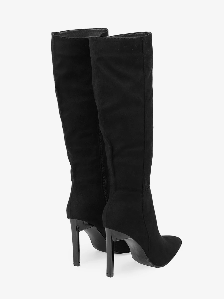 Black Knee High Boots Women Pointed Toe Stiletto Heel Knee Length Boots 6 Black Knee High Boots Women Pointed Toe Stiletto Heel Knee Length Boots - Image 6