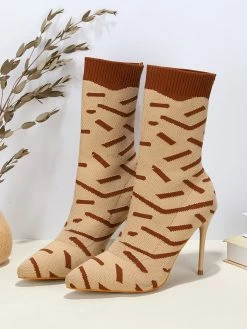 Women's Sock Boots Purple Pointed Toe High Heel Ankle Boots -winter shoes Sales 2023 202211181707347481631