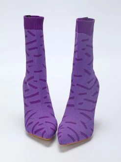 Women's Sock Boots Purple Pointed Toe High Heel Ankle Boots -winter shoes Sales 2023 202211181707357586995