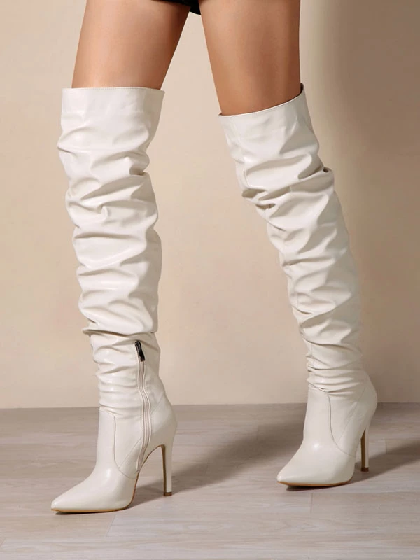 Women's PU Leather Stiletto Heel Knee-High Boots 2 Women's PU Leather Stiletto Heel Knee-High Boots - Image 2