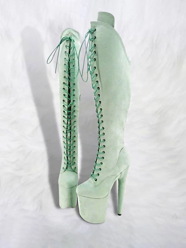 Sexy Pole Dance Shoes High Heel Boots Round Toe Lace Up Zipper Stiletto Heel Rave Club Boots 1 Sexy Pole Dance Shoes High Heel Boots Round Toe Lace Up Zipper Stiletto Heel Rave Club Boots