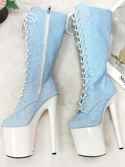 Sexy High Heel Boots Round Toe Lace Up Zipper Stiletto Heel Platform Pole Dance Shoes -winter shoes Sales 2023 202301171033325335069