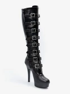 Sexy High Heel Boots Round Toe Lace Up Buckle Stiletto Heel Ball Black Thigh High Boots Over The Knee Boots -winter shoes Sales 2023 202303061322315426619