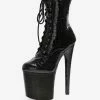 Sexy High Heel Boots Round Toe Lace Up Buckle Artwork Stiletto Heel Ball Thigh High Boots Black Over The Knee Boots