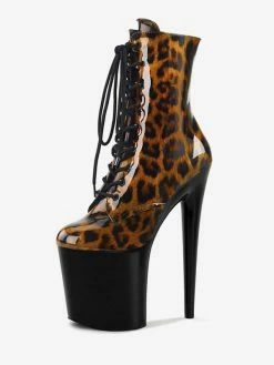 Sexy High Heel Boots Plus Size Platform Round Toe Lace Up Sky High Sexy Boots