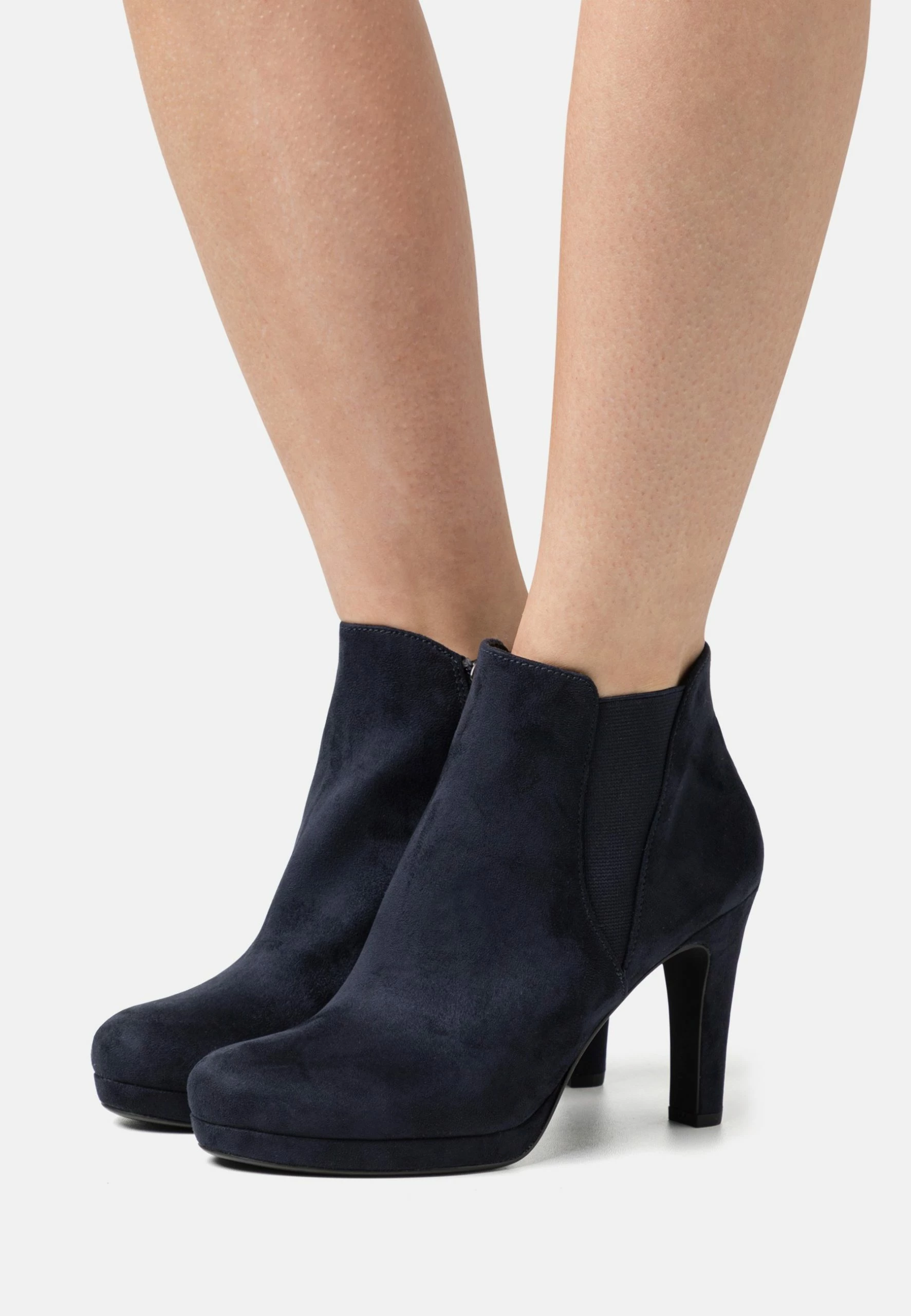 Tamaris High Heeled Ankle Boots - Navy 1 Tamaris High Heeled Ankle Boots - Navy