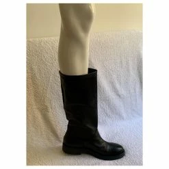 Autre Marque Black Leather Biker Boots -winter shoes Sales 2023 221372 10