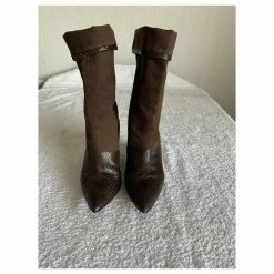 Walter Steiger Cloth And Snakeskin Leather Boots Brown Chocolate -winter shoes Sales 2023 224446 4