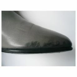 CHANEL Gray Calf Leather Riding Boots Good Condition T.40 IT Grey -winter shoes Sales 2023 227599 2