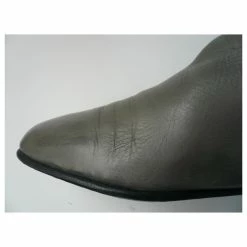 CHANEL Gray Calf Leather Riding Boots Good Condition T.40 IT Grey -winter shoes Sales 2023 227599 3