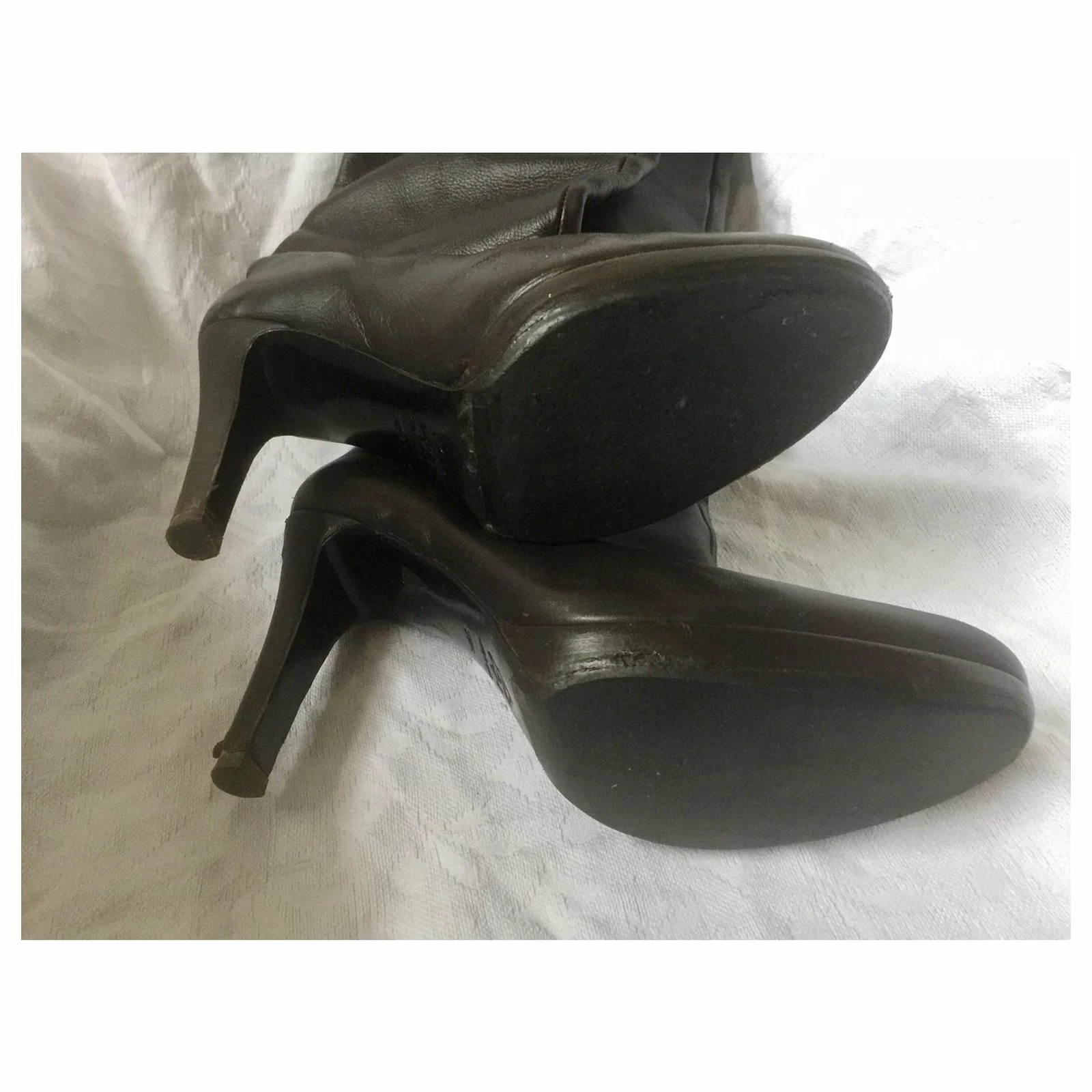 Sergio Rossi Heeled Knee High Leather Boots Dark Brown 8 Sergio Rossi Heeled Knee High Leather Boots Dark Brown - Image 8