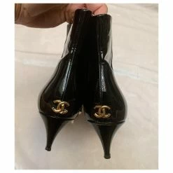 Chanel CC Black Leather And Patent Ankle Boots -winter shoes Sales 2023 232938 4