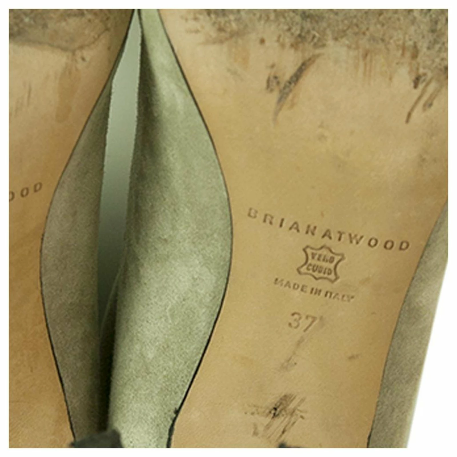 Brian Atwood Gray Suede Leather Pull On Calf Booties Boots Heels Shoes Size 37 Grey 9 Brian Atwood Gray Suede Leather Pull On Calf Booties Boots Heels Shoes Size 37 Grey - Image 9