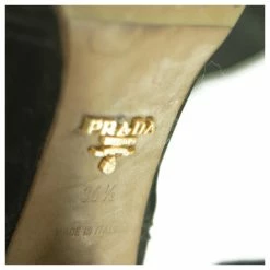 Prada Black Leather Pull On Calf Booties Boots Heels Shoes Size 36.5 -winter shoes Sales 2023 265228 8