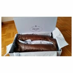 PRADA BROWN LEATHER BOOTS -winter shoes Sales 2023 265764 9
