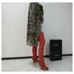 Chanel Paris Moscow Red Leather Over Knee Wadge Boots Sz. 37,5 -winter shoes Sales 2023 269812 10