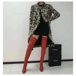 Chanel Paris Moscow Red Leather Over Knee Wadge Boots Sz. 37,5 -winter shoes Sales 2023 269812 8