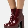 Anna Field High Heeled Ankle Boots - Dark Red