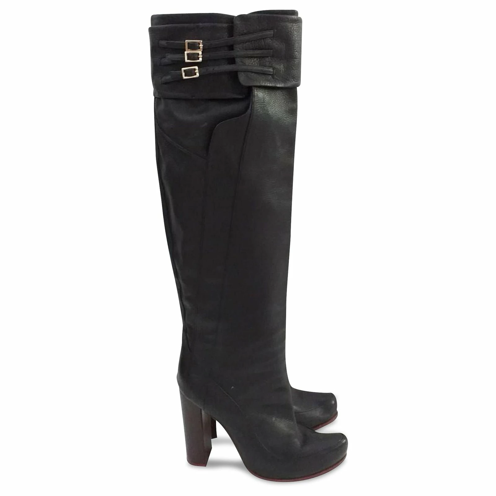 Nina Ricci Knee High Leather Boots Black 2 Nina Ricci Knee High Leather Boots Black - Image 2
