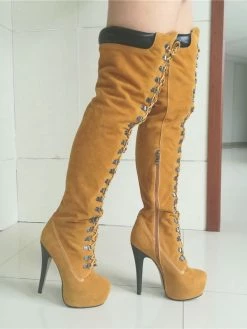 Platform Thigh High Boots Womens Nubuck Lace Up Almond Toe Stiletto Heel Over The Knee Boots -winter shoes Sales 2023 30d0abfe d4c6 4347 a113 716581d02fc3