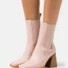 ANGEL ALARCON High Heeled Ankle Boots - Rosa