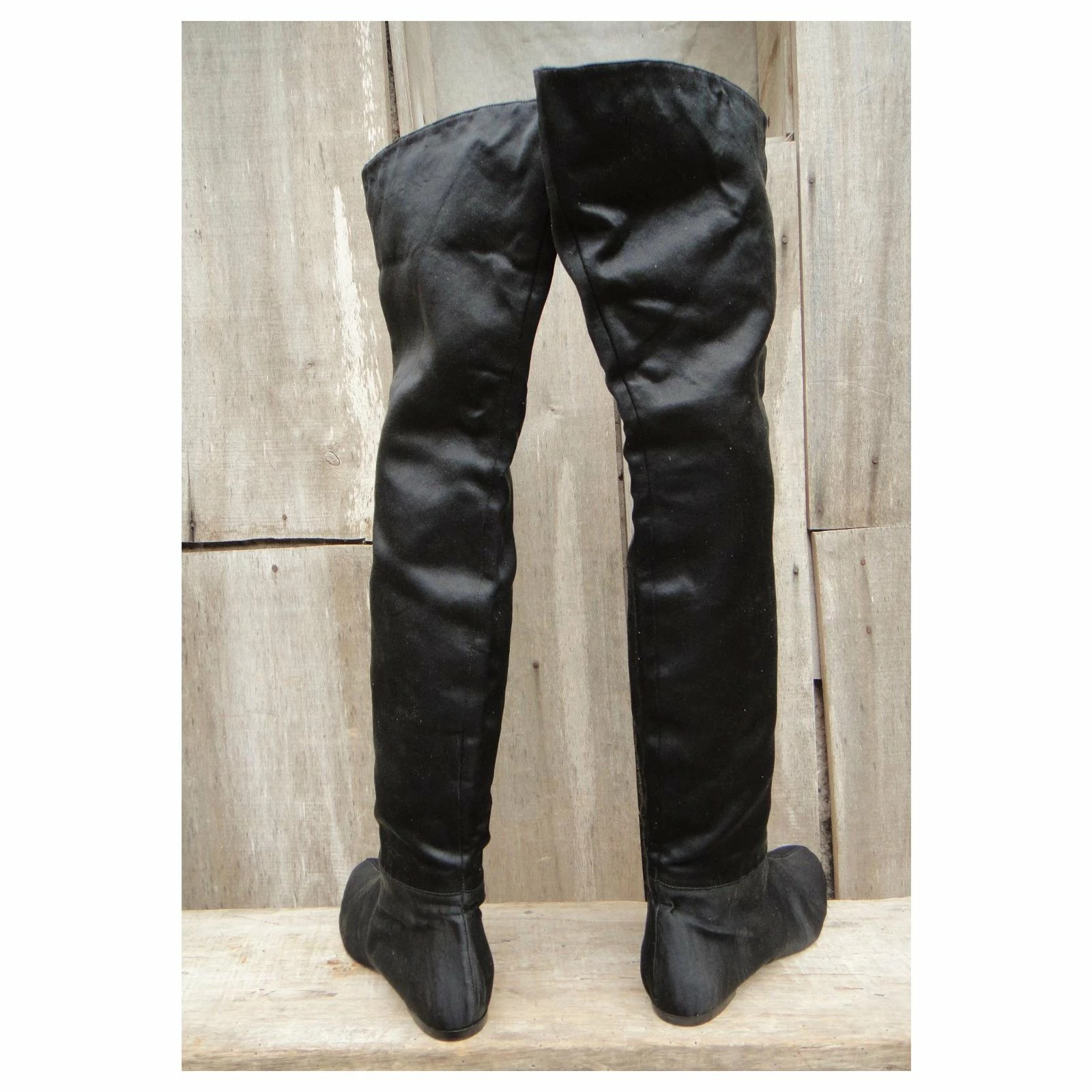 Chloé Satin & Leather Thigh Boots P 37 New Condition Black 3 Chloé Satin & Leather Thigh Boots P 37 New Condition Black - Image 3