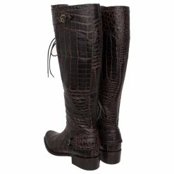 Hunter Croc Embossed Leather Boots Brown -winter shoes Sales 2023 324226 3