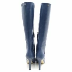 NEW CHANEL BOOTS WITH G HEELS33566 40 BLUE LEATHER BOOTS SHOES -winter shoes Sales 2023 348893 4